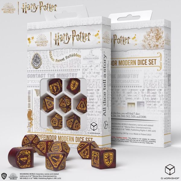 Набір кубиків Q Workshop Harry Potter. Gryffindor Modern Dice Set - Red THC0001